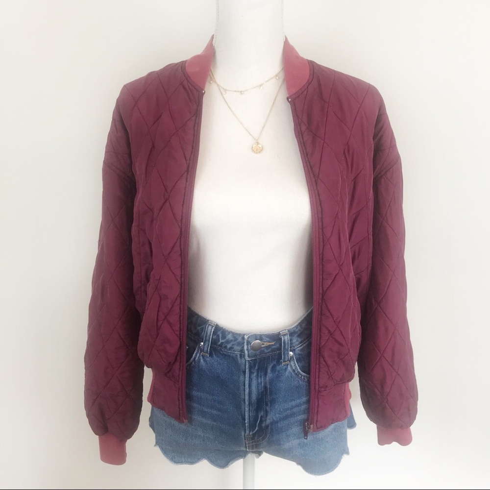 Vintage 100% Silk Quilted Varsity Bomber Jacket